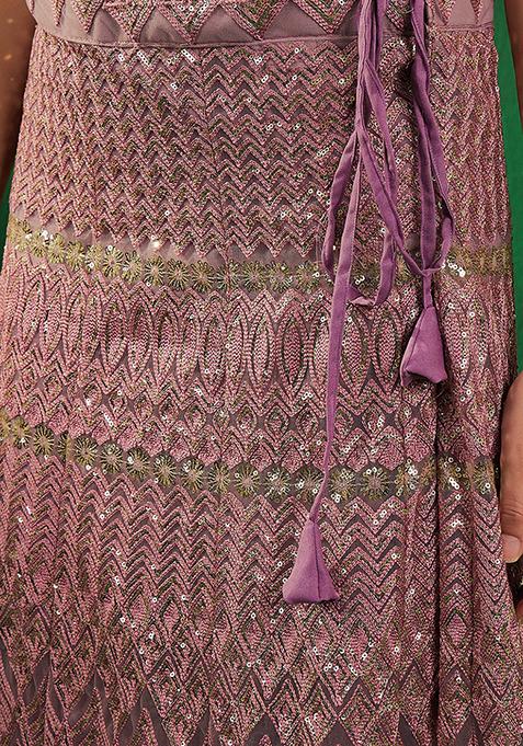 Pink Sequin Embellished Lehenga Set