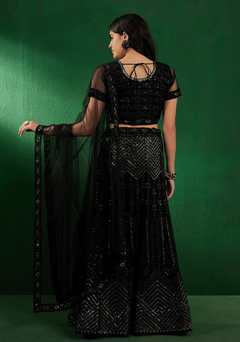 Black Sequin Embroidered Lehenga Set