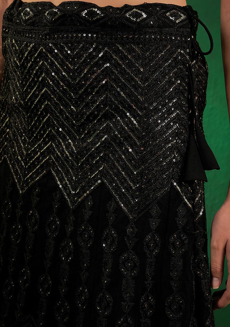 Black Sequin Embroidered Lehenga Set