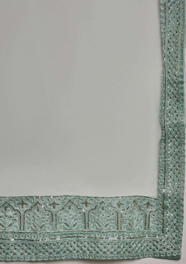 Sky Blue Sequin Embellished Net Lehenga Set