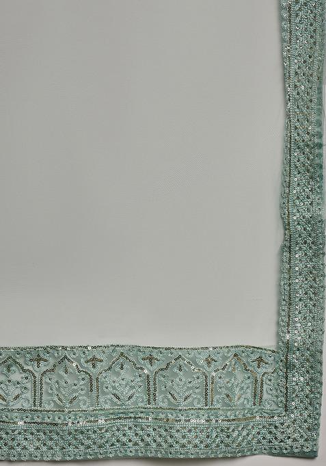 Sky Blue Sequin Embellished Net Lehenga Set