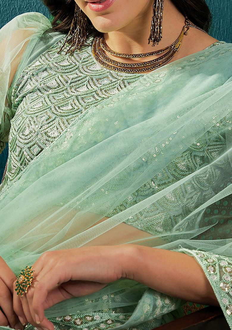 Sky Blue Sequin Embroidered Lehenga Set