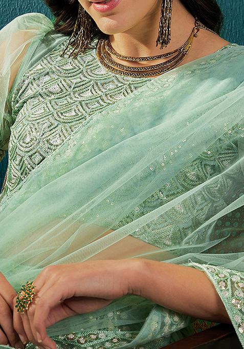 Sky Blue Sequin Embroidered Lehenga Set
