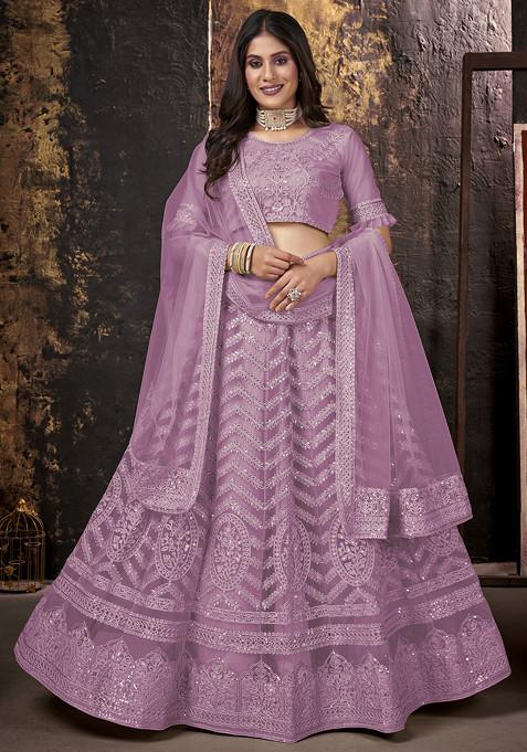 Pink Sequin Embellished Lehenga Set