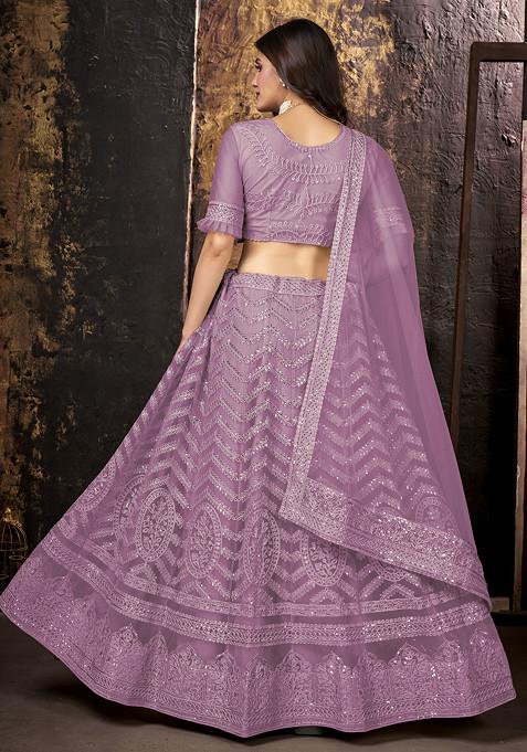 Pink Sequin Embellished Lehenga Set