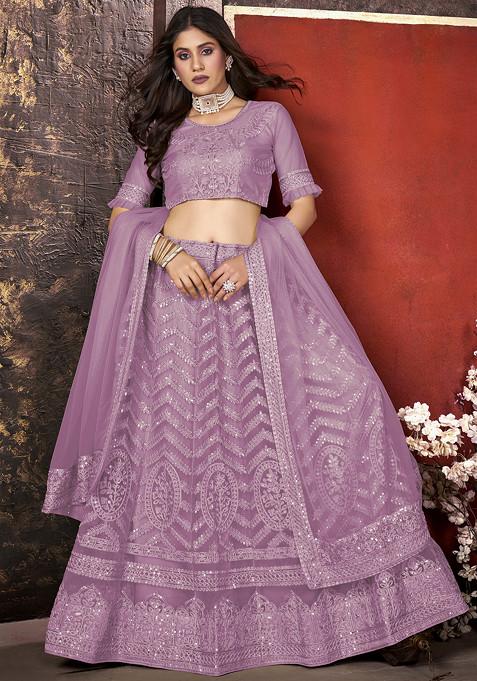 Pink Sequin Embellished Lehenga Set