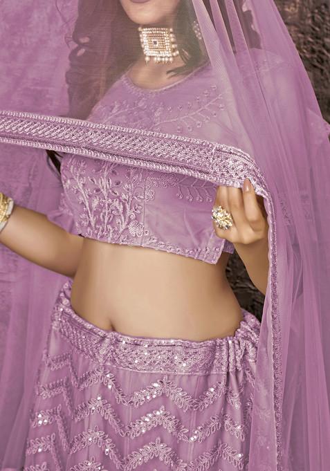 Pink Sequin Embellished Lehenga Set