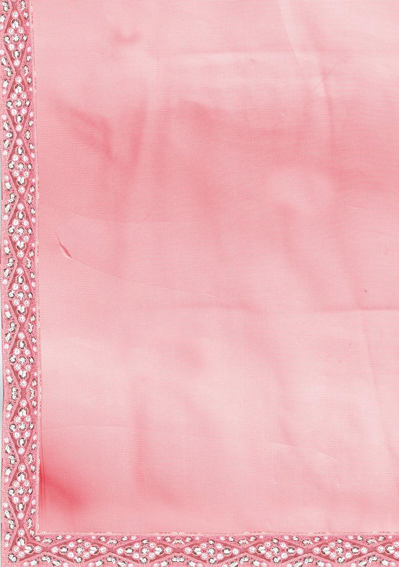 Pink Sequin Embroidered Net Lehenga Set