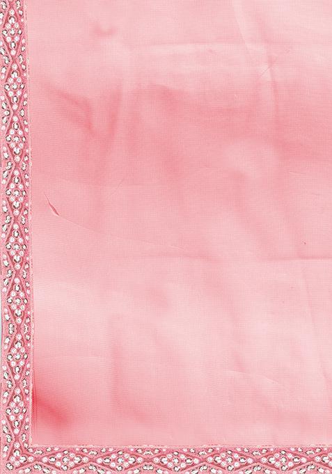 Pink Sequin Embroidered Net Lehenga Set