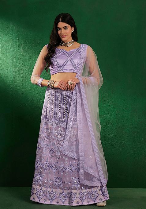 Lavender Sequin Embroidered Lehenga Set