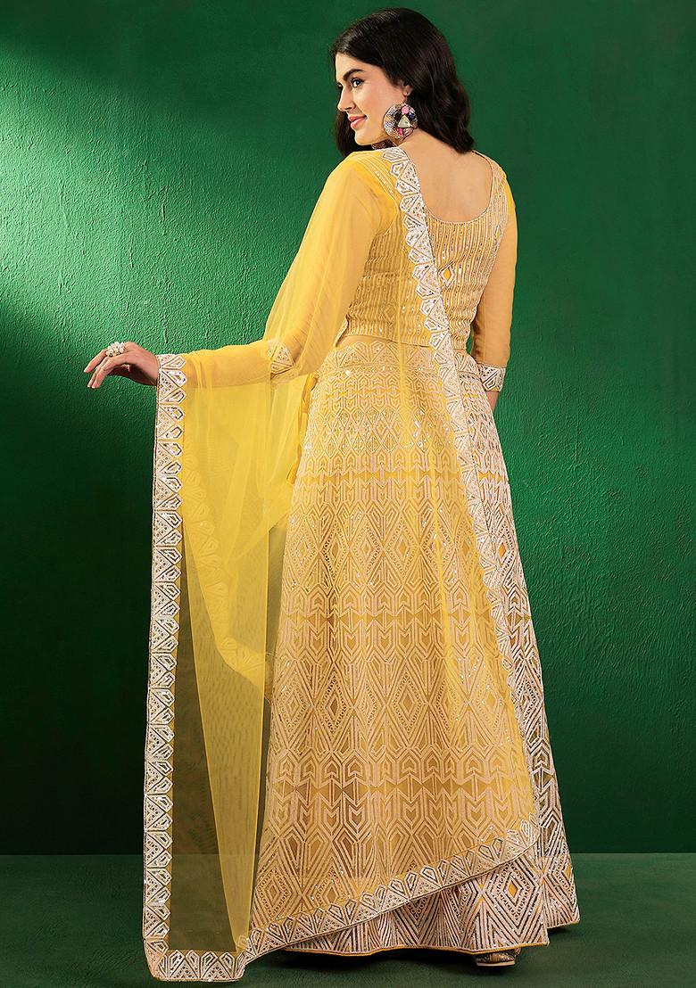 Yellow Sequin Embroidered Lehenga Set