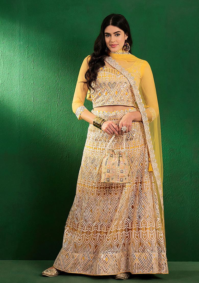 Yellow Sequin Embroidered Lehenga Set