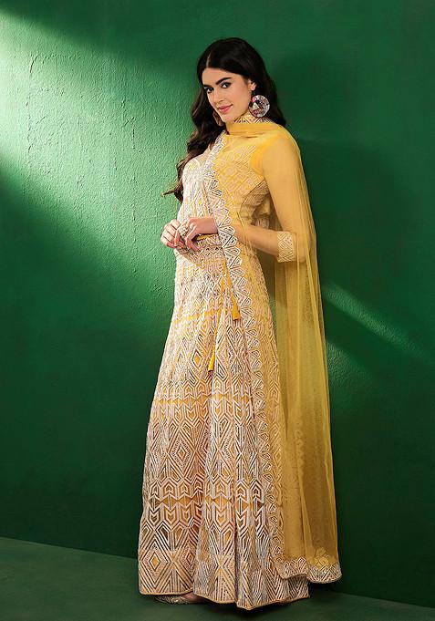 Yellow Sequin Embroidered Lehenga Set