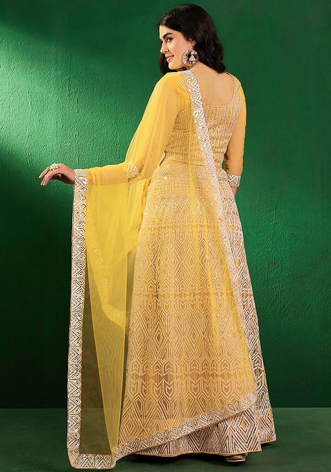Yellow Sequin Embroidered Lehenga Set