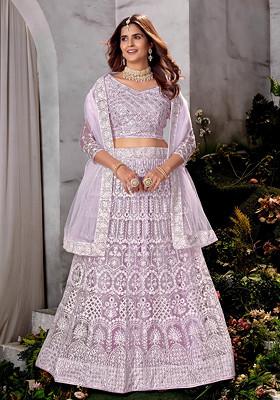 Lavender Sequin Embroidered Net Lehenga Set