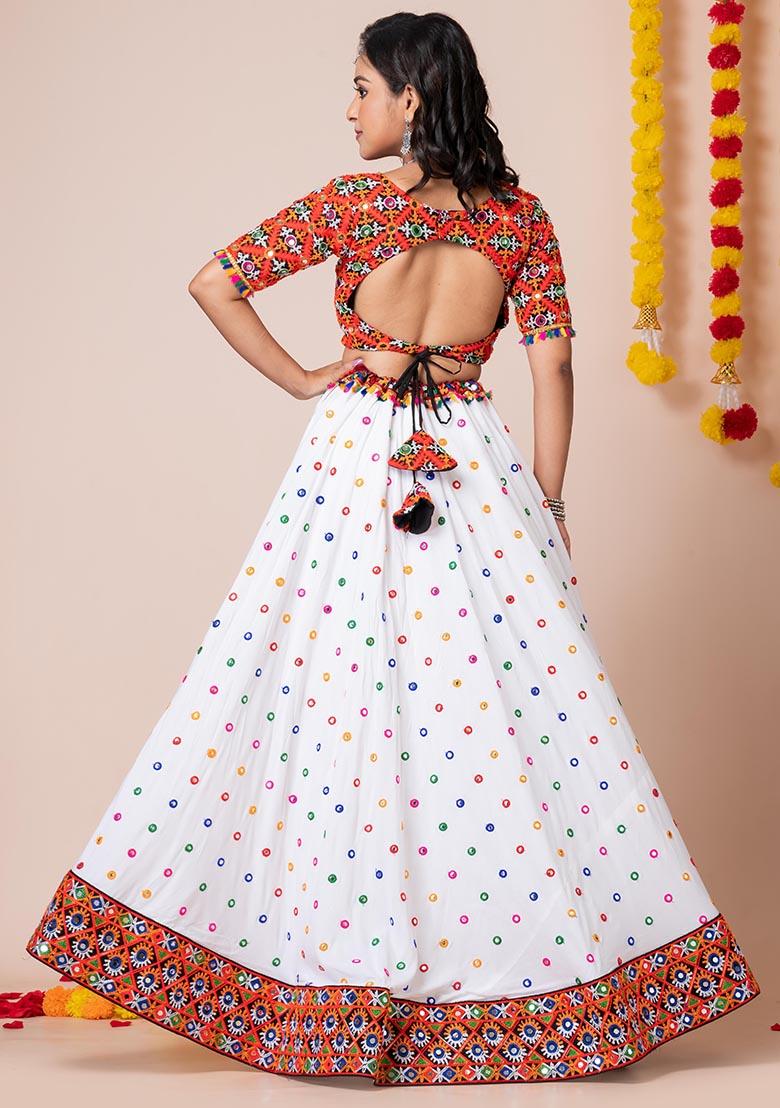 Ivory Mirror Embroidered Heavy Rayon Lehenga Set