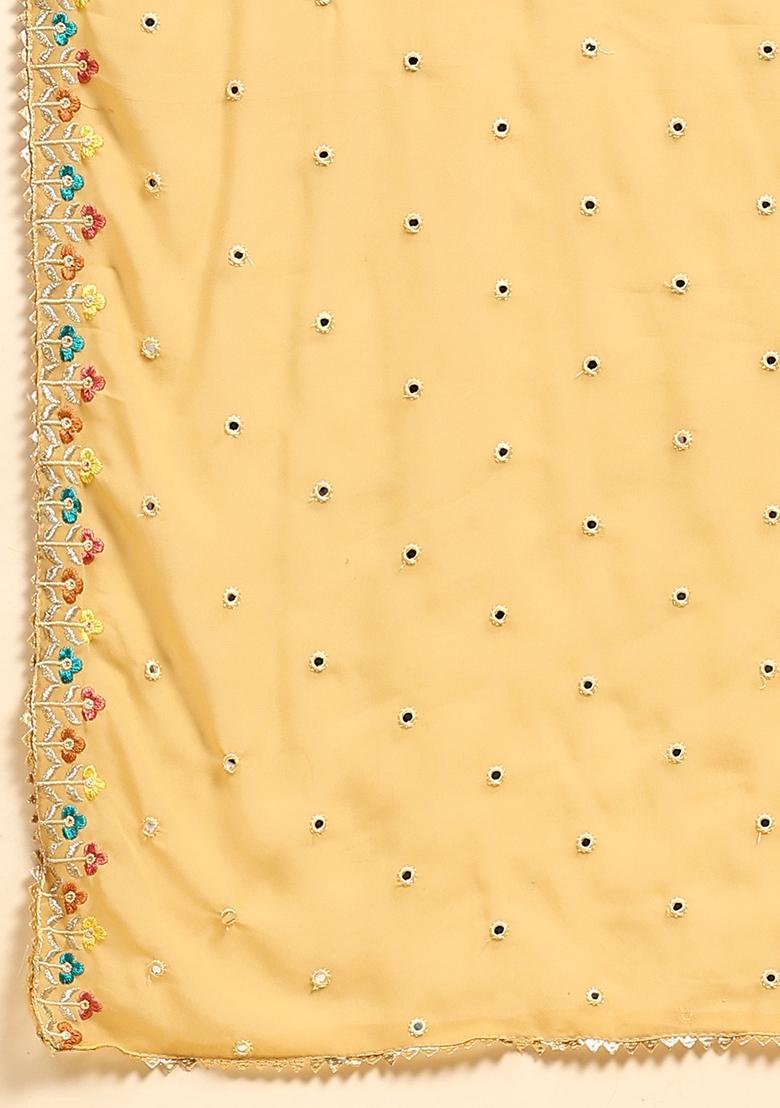 Yellow Sequin Embroidered Faux Georgette Lehenga Set