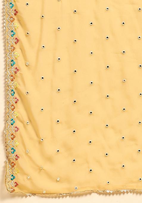 Yellow Sequin Embroidered Faux Georgette Lehenga Set
