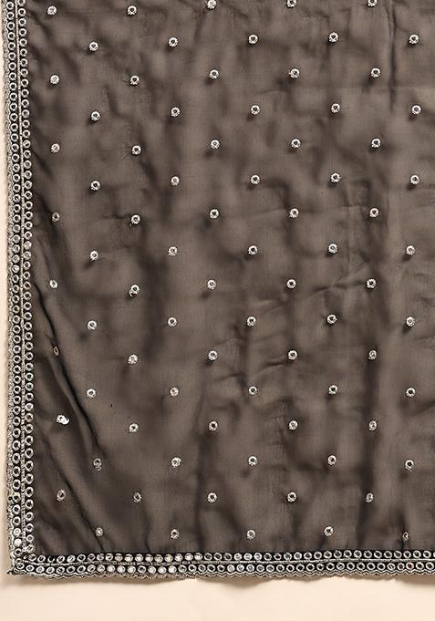 Black Sequin Embroidered Faux Georgette Lehenga Set