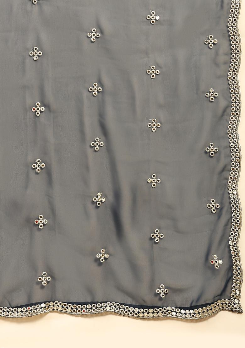 Firozi Sequin Embroidered Faux Georgette Lehenga Set