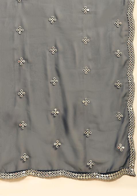 Firozi Sequin Embroidered Faux Georgette Lehenga Set