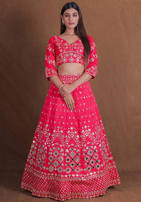 Pink Mirror Embroidered Phantom Lehenga Set