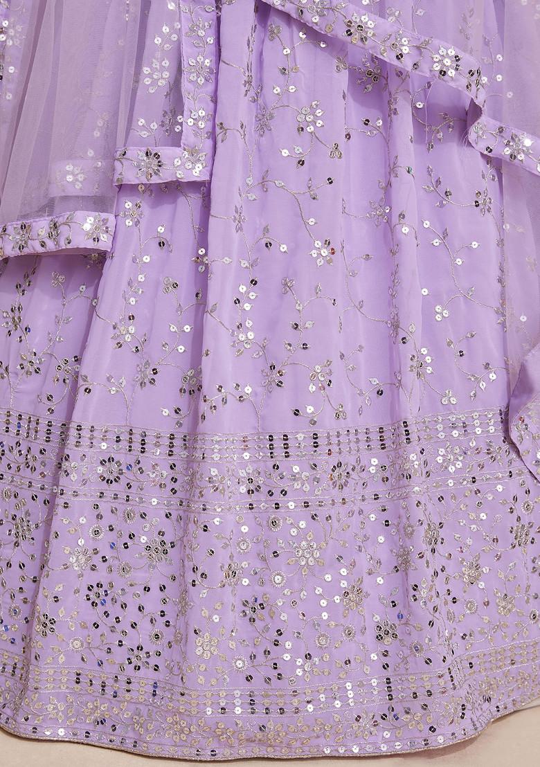Lavender Thread Sequin Embroidered Georgette Lehenga Set