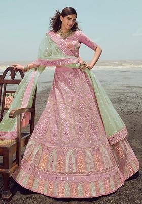 Pink Thread Dori Embroidered Georgette Lehenga Set