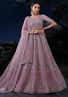Lavender Sequin Embroidered Soft Net Lehenga Set