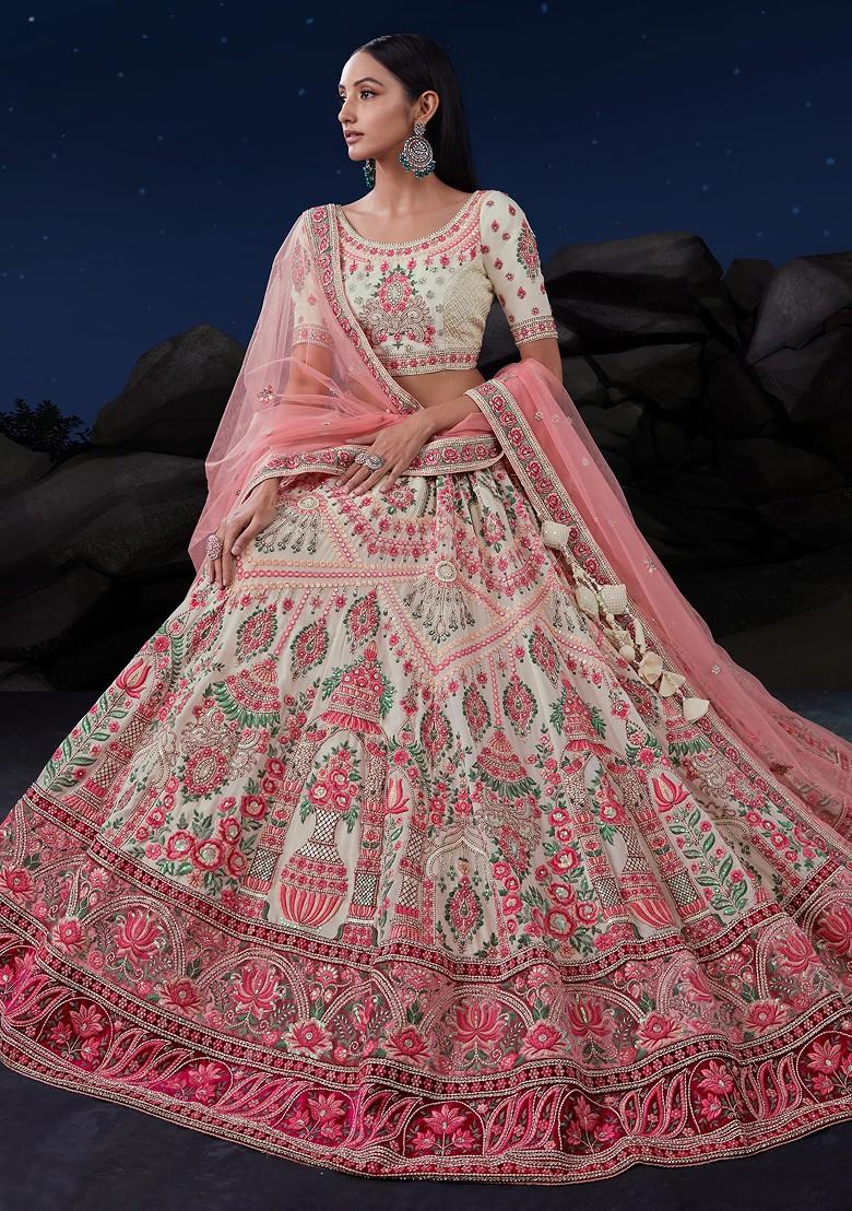 White Sequin Embroidered Soft Net Lehenga Set
