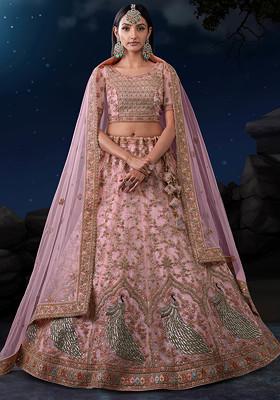 Pink Sequin Embroidered Organza Lehenga Set