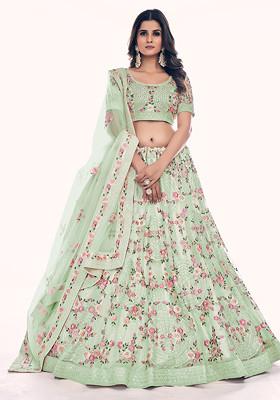 Lavender Embroidered Soft Net Lehenga Set