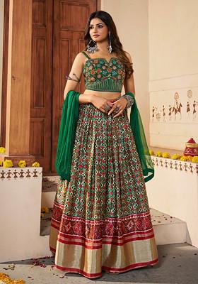 Multicolour Thread Embroidered Silk Lehenga Set