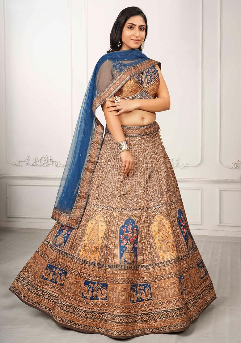 Multicolour Digital Print Silk Blend Lehenga Set