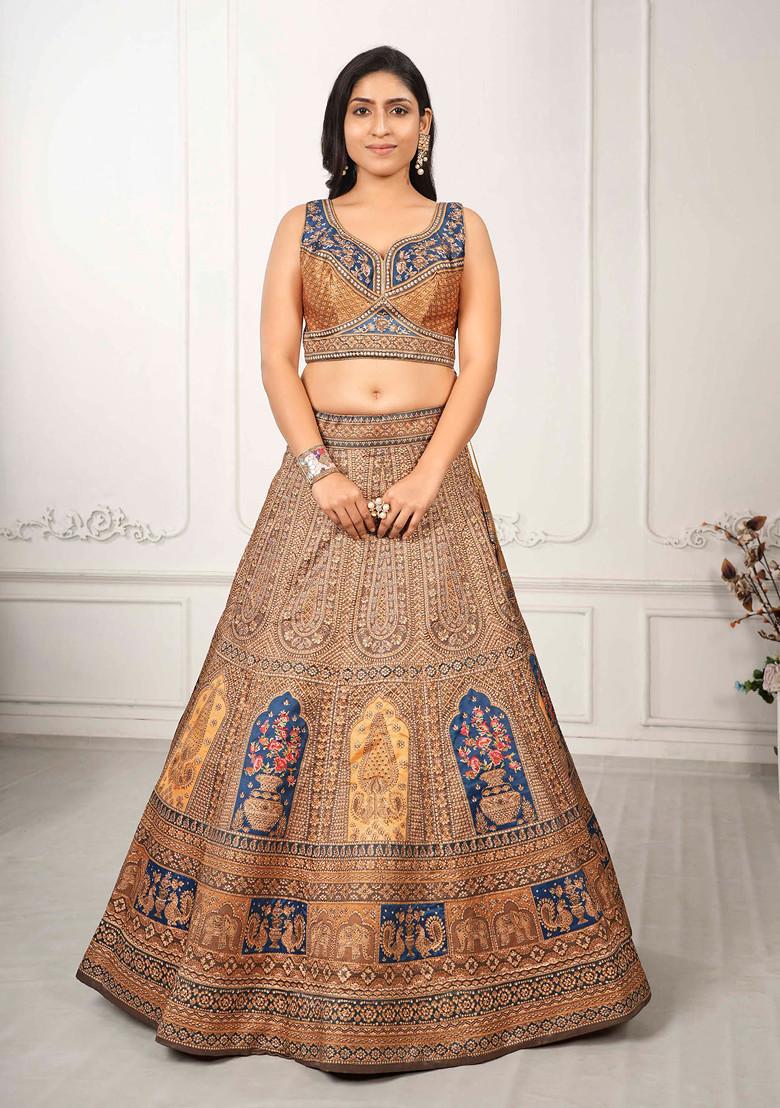 Multicolour Digital Print Silk Blend Lehenga Set