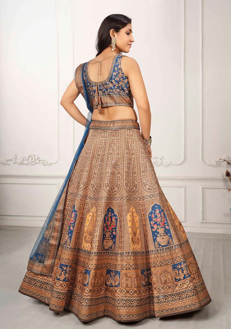 Multicolour Digital Print Silk Blend Lehenga Set