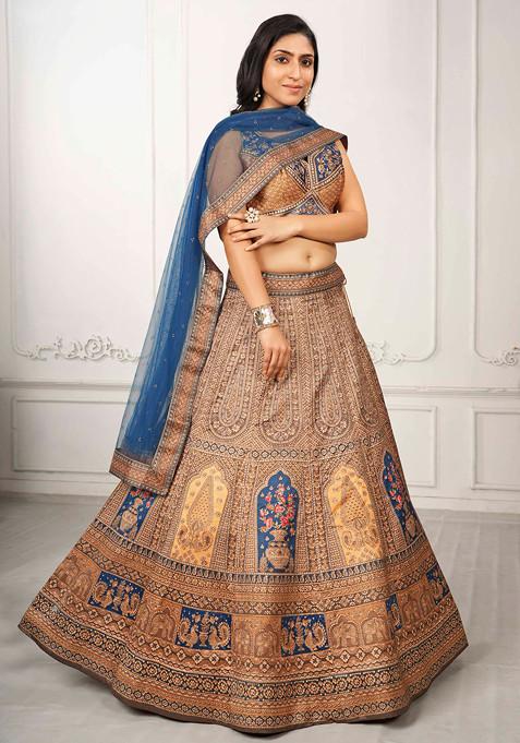 Multicolour Digital Print Silk Blend Lehenga Set