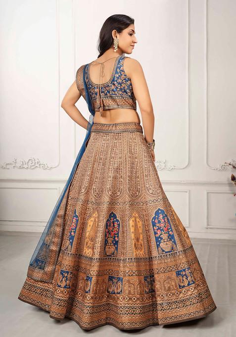 Multicolour Digital Print Silk Blend Lehenga Set