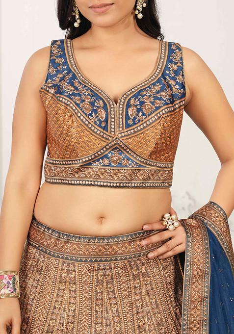 Multicolour Digital Print Silk Blend Lehenga Set