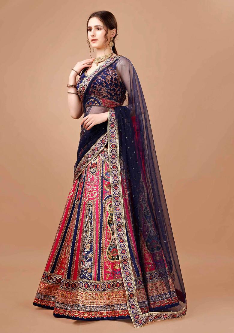 Pink Digital Print Silk Blend Lehenga Set
