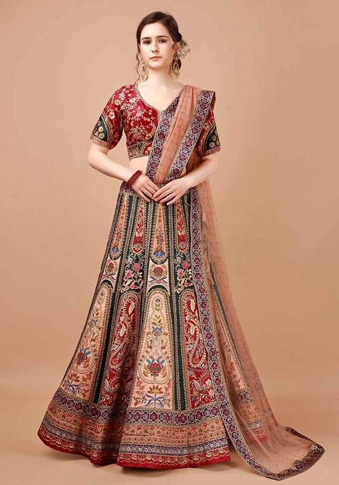 Multicolour Digital Print Silk Blend Lehenga Set