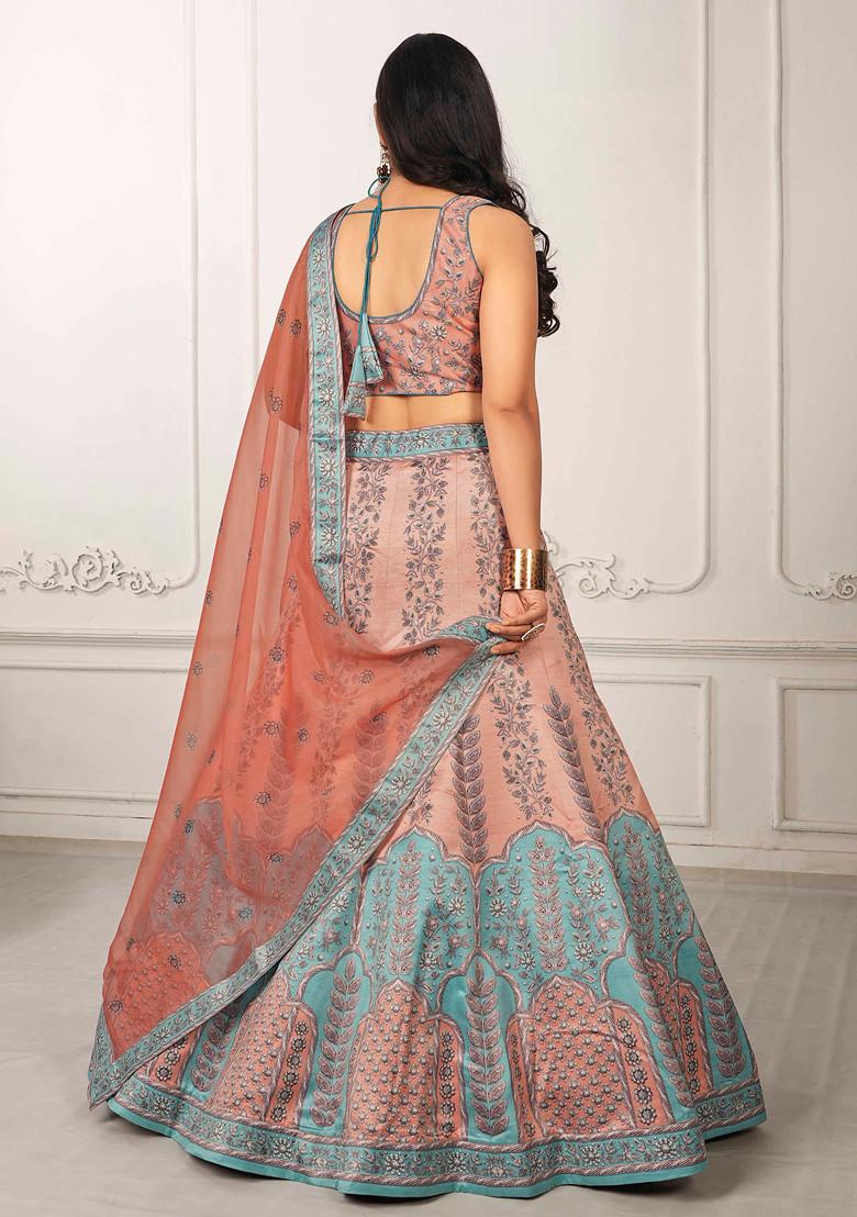 Pink Digital Print Silk Blend Lehenga Set