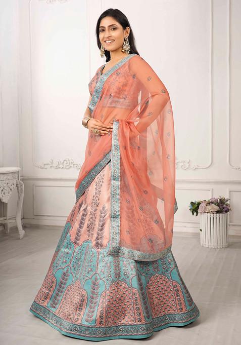 Pink Digital Print Silk Blend Lehenga Set