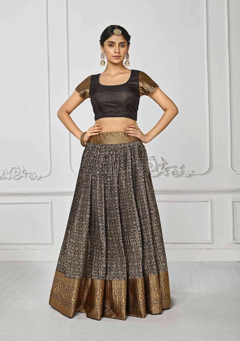 Grey Digital Print Lehenga Set - Indya