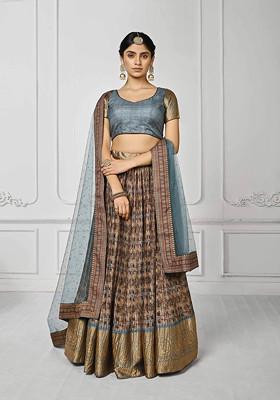Blue Digital Print Lehenga Set