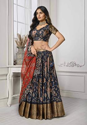 Blue Digital Print Lehenga Set