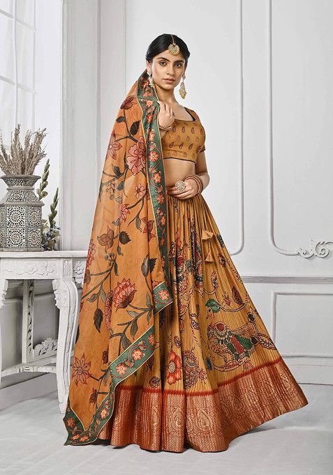 Mustard Digital Print Lehenga Set