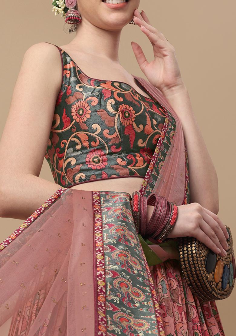 Pink Digital Print Lehenga Set