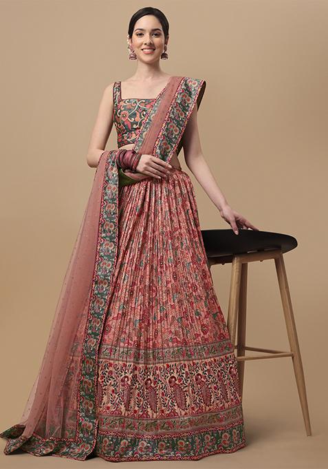 Pink Digital Print Lehenga Set