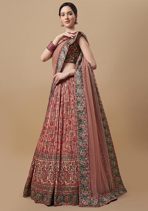 Pink Digital Print Lehenga Set